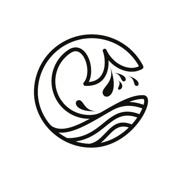 Logo fali wody i logo fali morskiej lub fale wody na plaży, z koncepcją projektu wektorowego. Wolny wektor