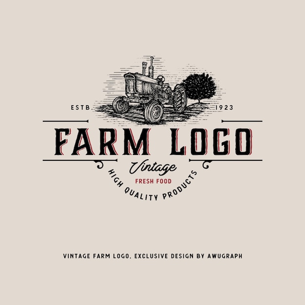 Plik wektorowy logo farmy vintage