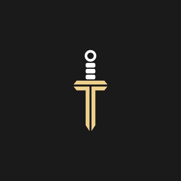 Plik wektorowy logo ff z szablonem projektu miecza