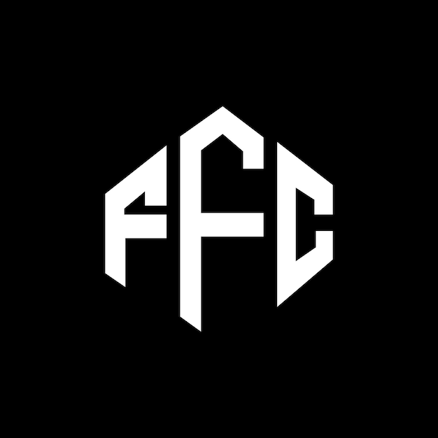 Logo FFC w kształcie wielobocza (FFC polygon and cube shape logo design FFC hexagon vector logo template) kolory: biały i czarny FFC monogram logo biznesowe i nieruchomości