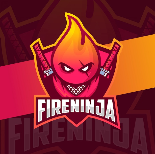 Plik wektorowy logo fireport ninja maskotka gier