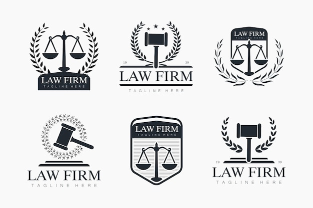 Logo firmy prawniczej i ikona wektor szablonu projektu
