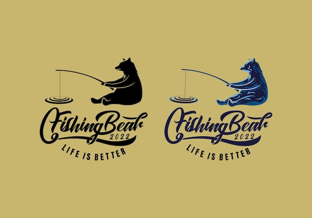 Logo Fishing Bear Vector Ilustracja Szablon Z Prostym Eleganckim Designem Dobrym Dla Każdej Branży