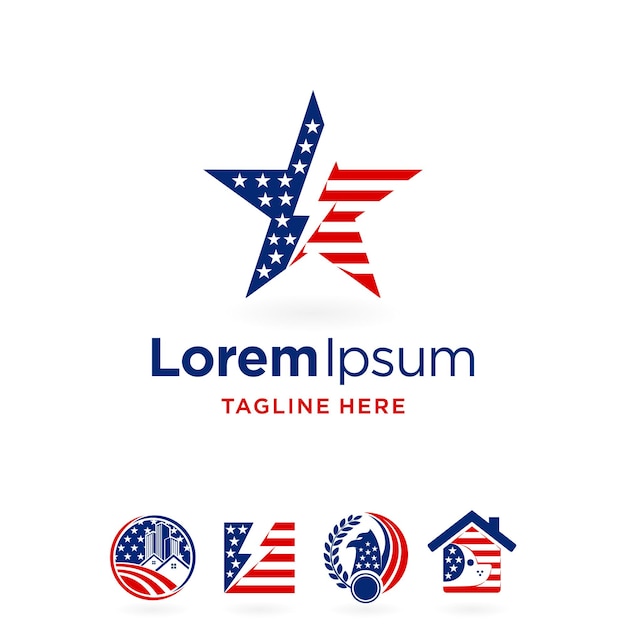 Logo Flagi Usa Z Wieloma Koncepcjami