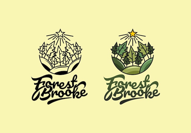 Logo Forest Brooke Wektor Ilustracja Szablon Z Prostym Eleganckim Wzornictwem, Dobry Dla Każdej Branży