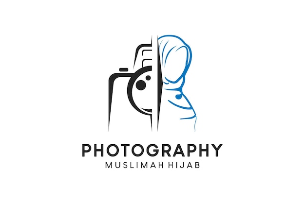 Logo Fotografów Hidżab Muzułmańskie Studio Fotograficzne Muzułmańskie Z Konsep Gambar Tangan