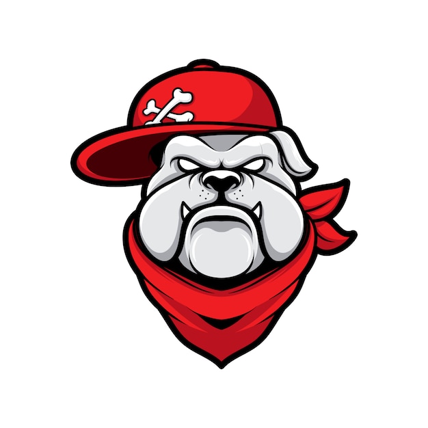 Plik wektorowy logo gangstera psa buldoga z kreskówki maskotka kapelusz