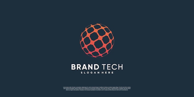 Logo Globu Z Koncepcją Nowoczesnej Technologii Premium Wektor Część 10