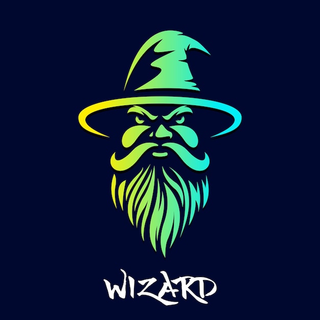 Plik wektorowy logo głowy czarownicy z długim kapeluszem i długą brodą