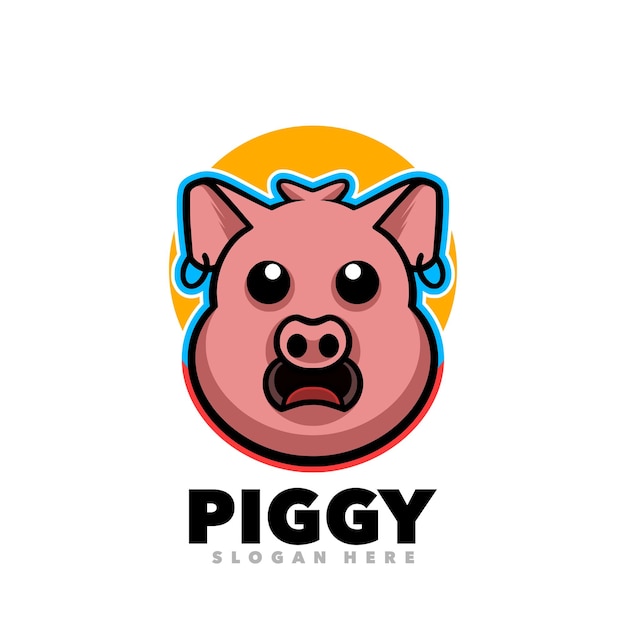 Logo głowy świni z żółtym kółkiem