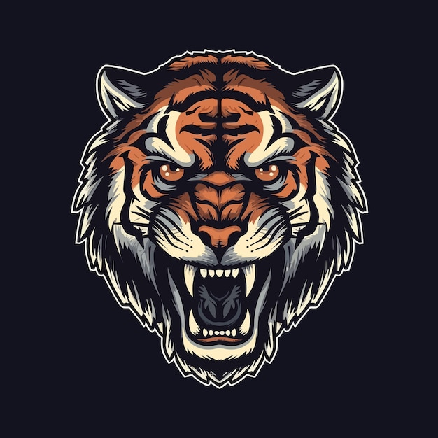 Logo głowy tygrysa zaprojektowane w stylu ilustracji e-sportu Vector