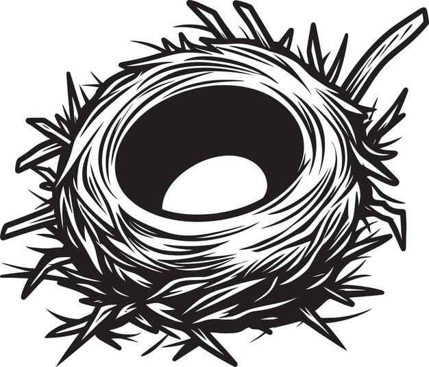 Plik wektorowy logo gniazda elegancji noir bird nest czarny wektor ptasie gniazdo monochromatyczne sanktuarium