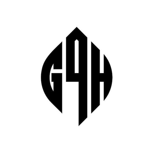 Plik wektorowy logo gqh z okrągłymi literami w kształcie okręgu i elipsy gqh litery elipsy w stylu typograficznym trzy inicjały tworzą logo okręgu gqh emblem okrągłego abstrakcyjnego monogramu