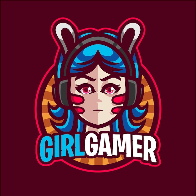 Logo Gry Maskotka Cute Girl Gamer