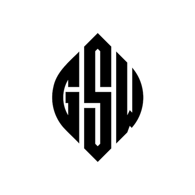 Plik wektorowy logo gsw z okrągłym i eliptycznym kształtem gsw z stylem typograficznym trzy inicjały tworzą logo okrągłe gsw emblem okrągły abstrakt monogram