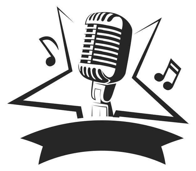 Logo gwiazdy muzyki Emblemat mikrofonu Pokaz talentów