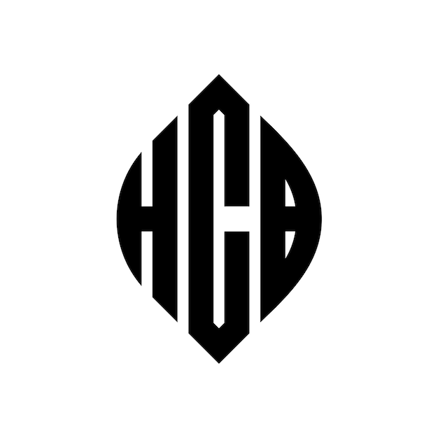 Plik wektorowy logo hcb z okrągłymi literami w kształcie okręgu i elipsy hcb z elipsami w stylu typograficznym trzy inicjały tworzą logo okręgu hcb krąg emblem abstrakt monogram liter mark wektor