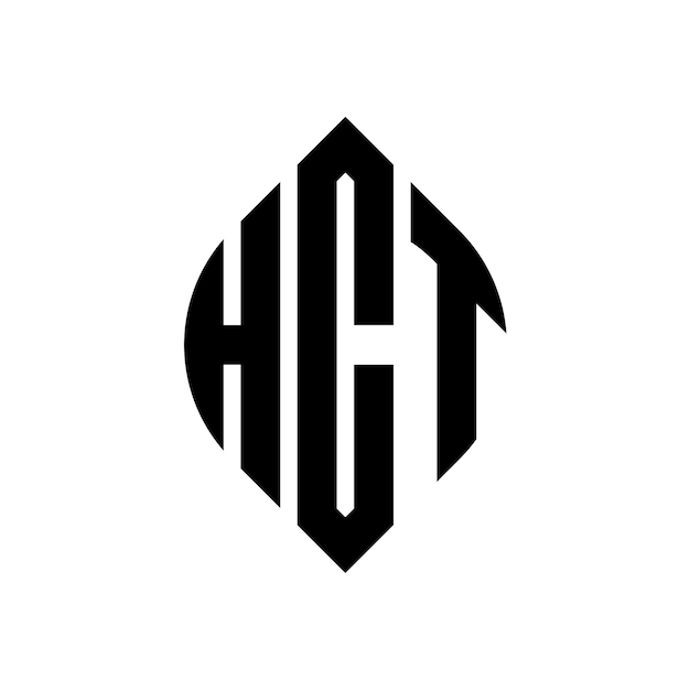 Plik wektorowy logo hct z okrągłymi literami w kształcie okręgu i elipsy hct z elipsami w stylu typograficznym trzy inicjały tworzą logo okręgu hct emblem okrągłego abstrakcyjnego monogramu