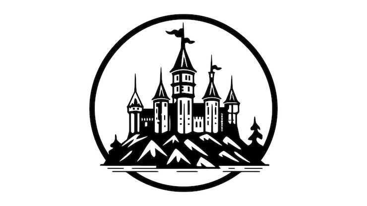 Wektor logo ikony czarnego zamku wektorowego ilustracja wektorowa izolowana na białym tle