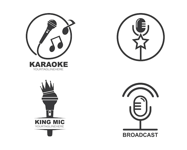 Logo Ikony Mikrofonu Karaoke I Projektowania Ilustracji Wektorowych Muzycznych