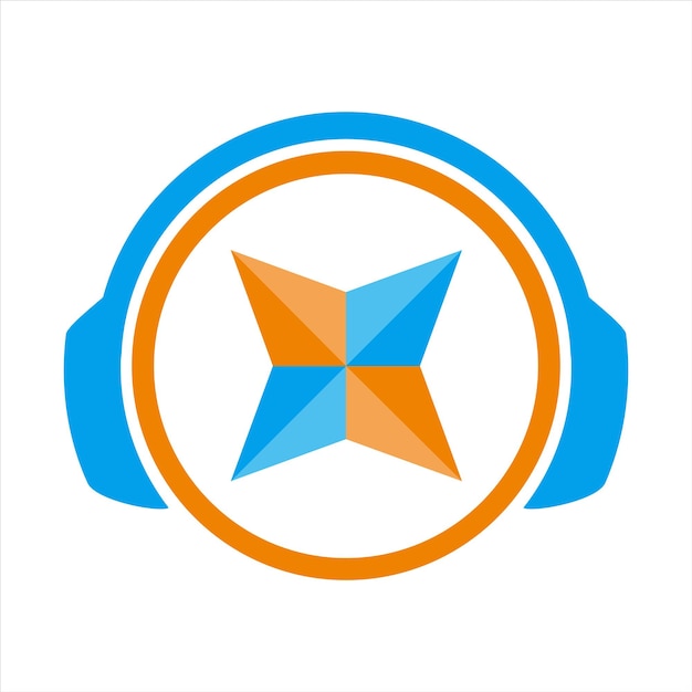 Logo ikony muzyki gwiazdy słuchawek