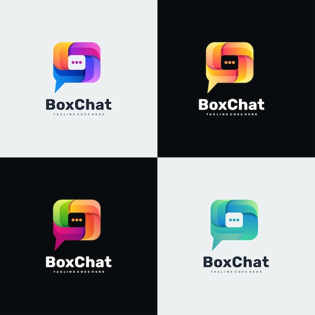 Logo Ilustracja Box Chat Gradient Kolorowy Styl.