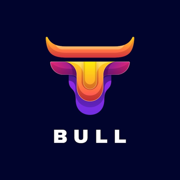 Logo Ilustracja Bull Gradient Kolorowy Styl.