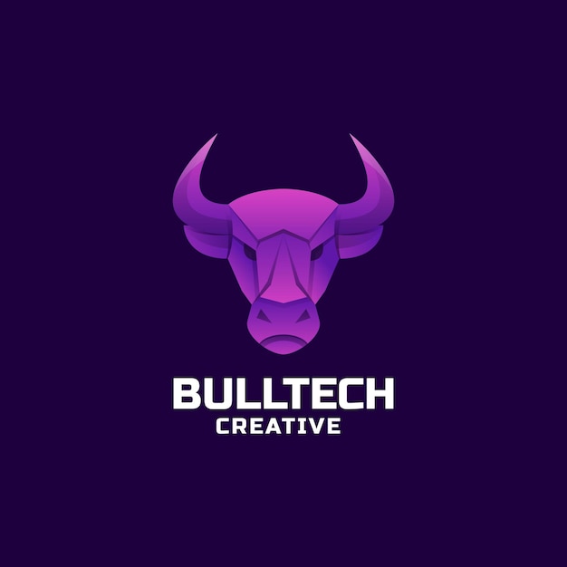 Logo Ilustracja Bull Tech Gradient Kolorowy Styl.