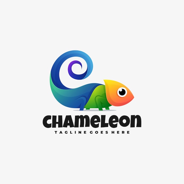 Logo Ilustracja Chameleon Gradient Kolorowy Styl.