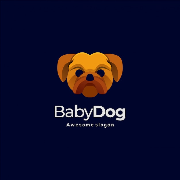 Logo Ilustracja Cute Dog Head Kolorowy Styl.