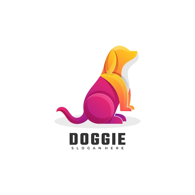 Logo Ilustracja Doggie Gradient Kolorowy Styl.