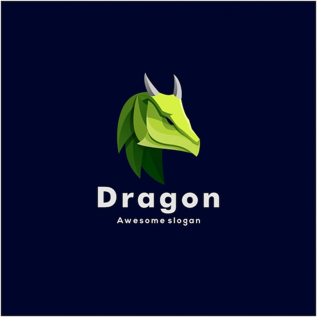Logo Ilustracja Dragon Head Kolorowy Styl.