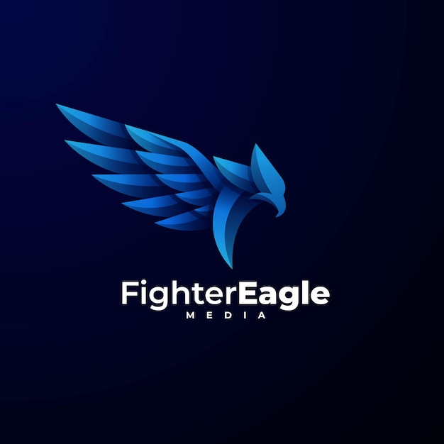 Logo Ilustracja Fighter Eagle Gradient Kolorowy Styl.