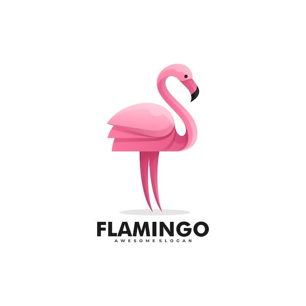 Logo Ilustracja Flamingo Gradient Kolorowy Styl.