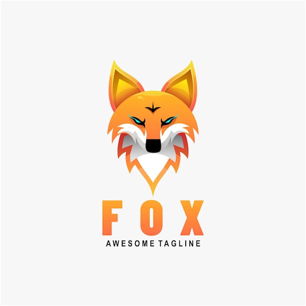 Logo Ilustracja Fox Gradient Kolorowy Styl.