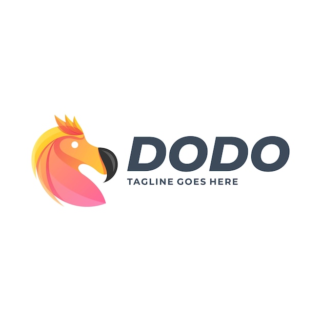 Logo Ilustracja Głowa Dodo Gradient Kolorowy