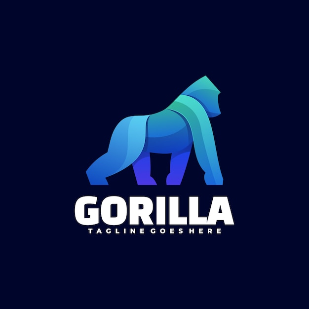 Logo Ilustracja Gorilla Gradient Kolorowy Styl.