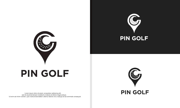 Plik wektorowy logo ilustracja grafika wektorowa piłki golfowej i pin