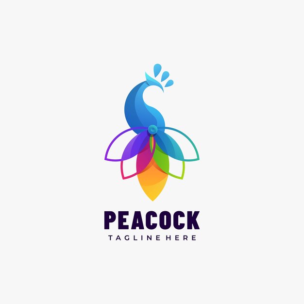 Plik wektorowy logo ilustracja peacock gradient kolorowy styl.