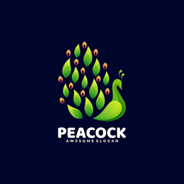 Logo Ilustracja Peacock Gradient Kolorowy Styl.