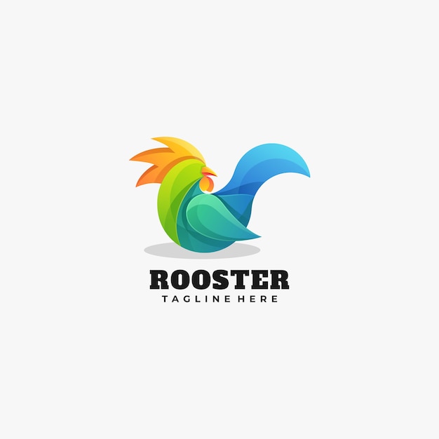 Logo Ilustracja Rooster Gradient Kolorowy Styl.