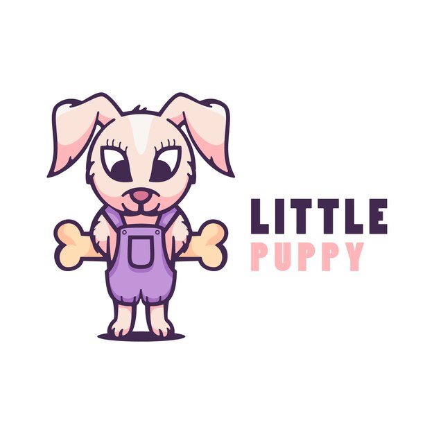 Logo Ilustracja Styl Cartoon Little Puppy Maskotka.