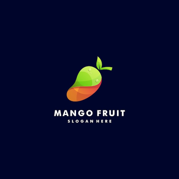 Logo Ilustracja Świeży Mango Gradient Kolorowy Styl.