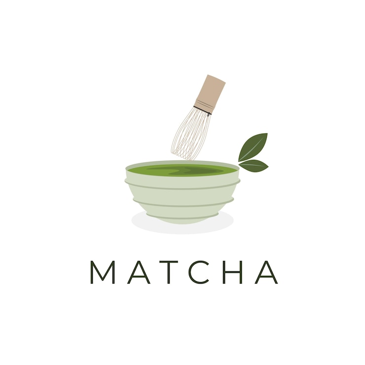Wektor logo ilustracja wektor matcha lub zielona herbata serwowana stylu japońskim