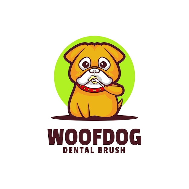 Logo Ilustracja Woof Dog Maskotka Stylu Cartoon.