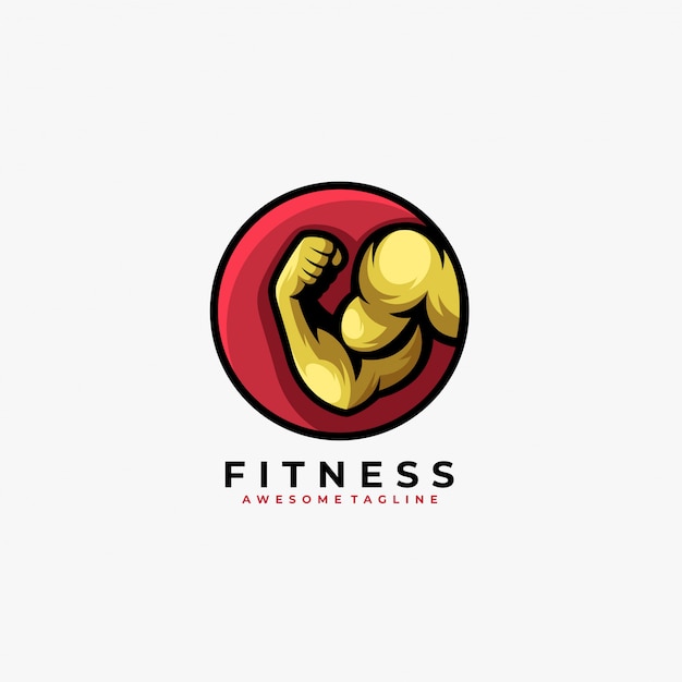 Logo Ilustracja Znaczek Silny Fitness.