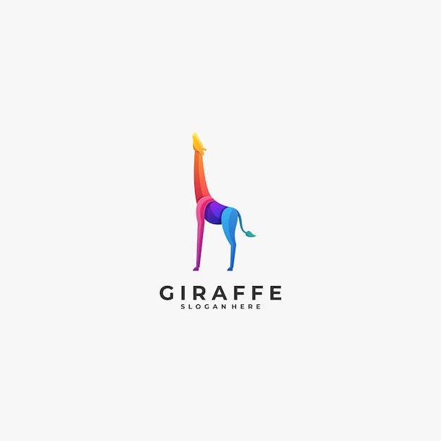 Logo Ilustracja Żyrafa Gradient Kolorowy Styl.