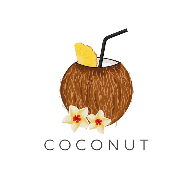 Logo ilustracji świeżej wody kokosowej