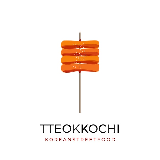Logo Ilustracji Tteokbokki Z Bambusowym Szpikulcem Lub Tteokkochi