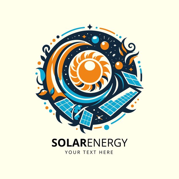 Plik wektorowy logo ilustracji wektorowej energii słonecznej